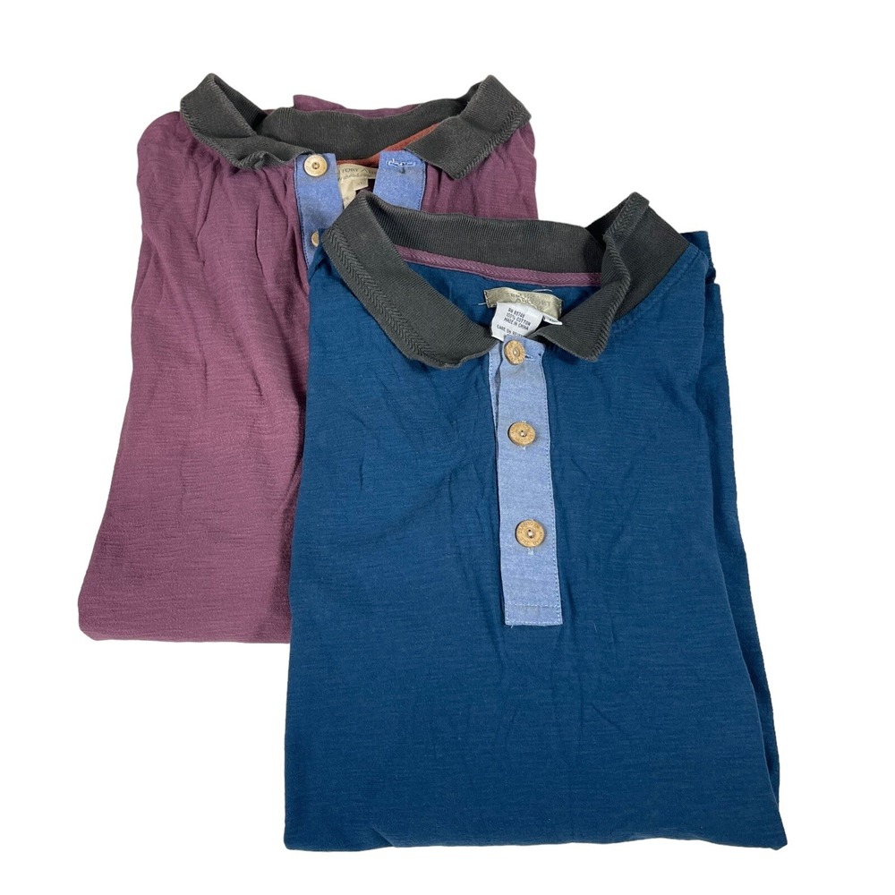 The Territory Ahead Shirt Lot of 2 Men Large Polo Cotton Textured‎ Short Sleeve